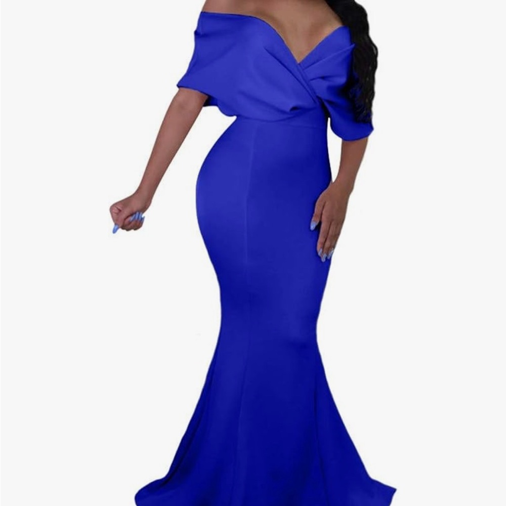 Royal Blue Off-Shoulder Maxi Dress